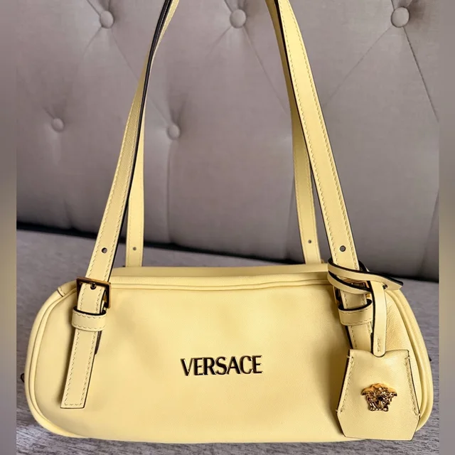 Versace Tag Nappa Bowling Bag in yellow Nappa leather from Poshmark, photo 6 of 15