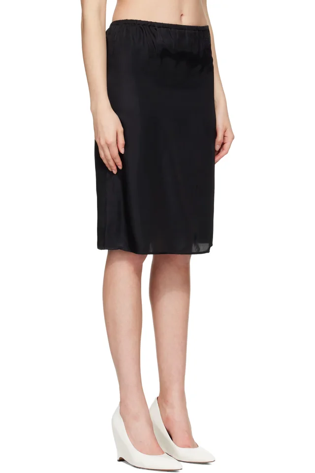 MM6 Maison Margiela Black Satin Midi Skirt, photo 2 of 4 from SSENSE