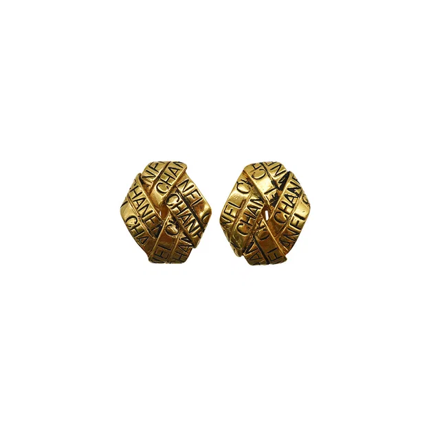 Chanel Vintage Earrings Logo Gold Accessory 96P in Gold from Luxury Promise