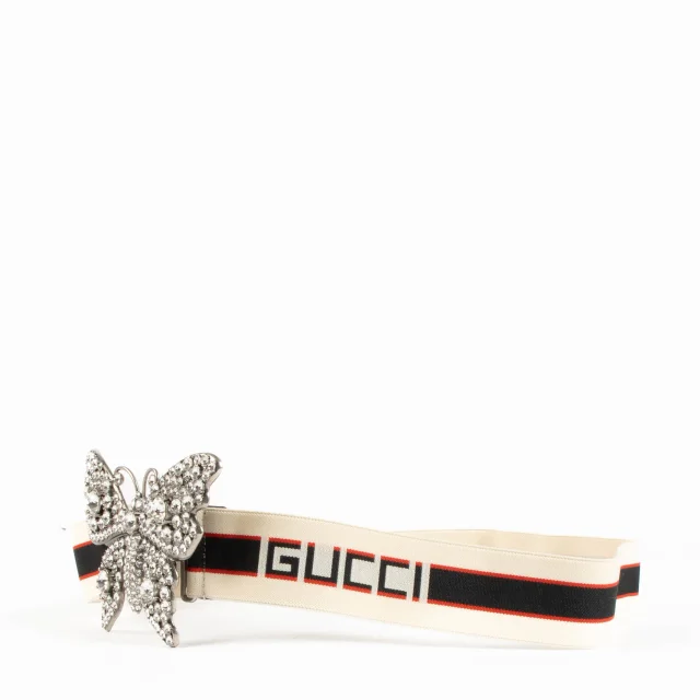 Gucci Multicolor Crystal Butterfly Web Belt in Multicolor from Labellov, photo 2 of 4