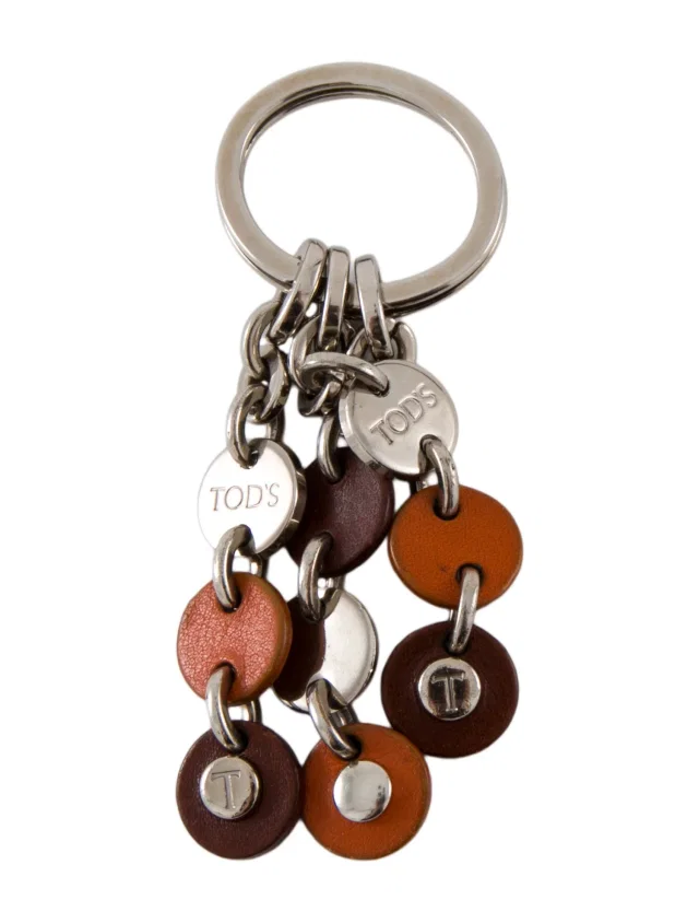 Tod's Leather Chain-link Keychain in silver|gray Leather from The RealReal