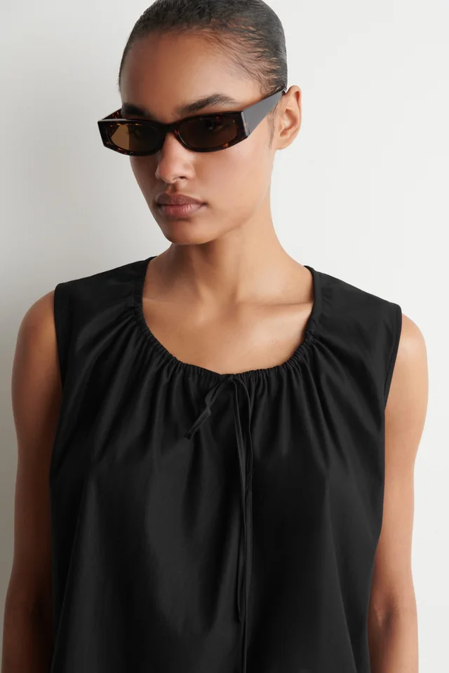 COS GATHERED-NECK JERSEY TANK TOP in Black, photo 5 of 7 from COS (Canada)