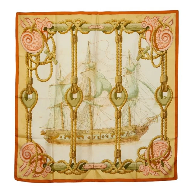 Hermès Carre 90 Tribord Scarf/Muffler, Beige And White Silk, Women's. in white Silk from Poshmark