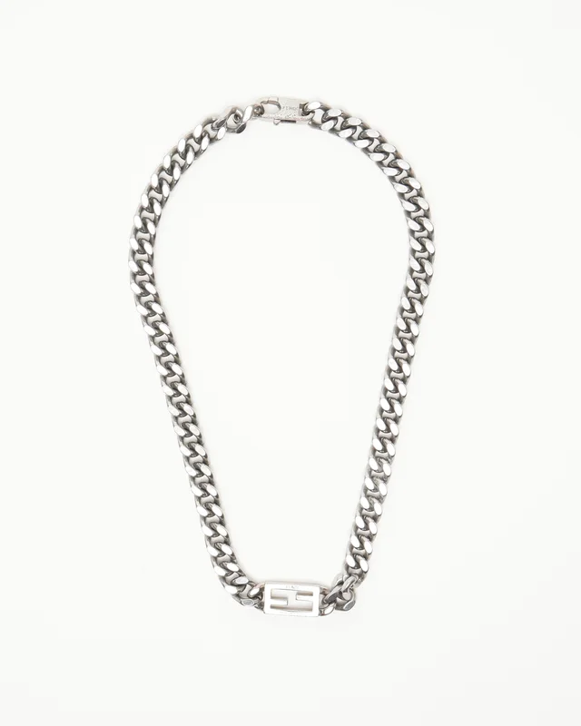 Fendi Baguette Silver Necklace in Silver from A Retro Tale, photo 2 of 5