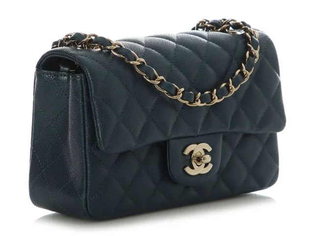 Chanel Mini Dark Blue Quilted Caviar Classic in Blue Caviar leather from Ann's Fabulous Finds, photo 6 of 10