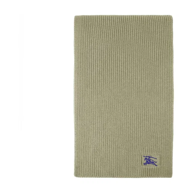 Burberry Mu Ribbed Scarf — Beige Wool Scarfs in Beige Wool from HEWI