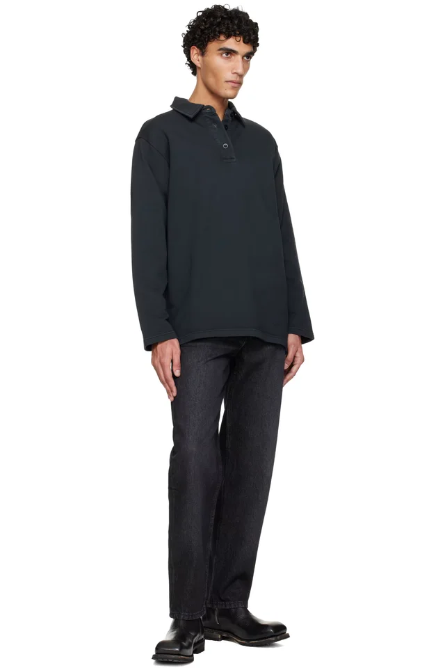 A.P.C. Black Long-Sleeve Polo, photo 4 of 4 from SSENSE