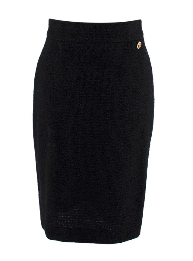 Chanel Black Tweed Pencil Skirt in Black Tweed from HEWI