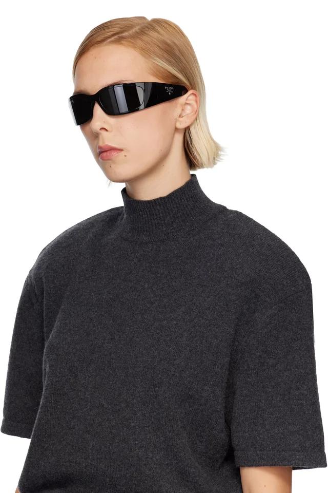 Prada Eyewear Black 'Prada Symbole' Sunglasses, photo 4 of 4 from SSENSE