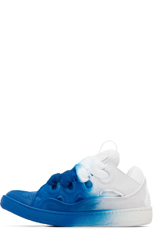 Lanvin Blue & Off-White Spray Curb Sneakers, photo 3 of 5 from SSENSE