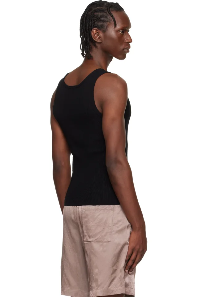 Dries Van Noten Black Rib Knit Tank Top, photo 3 of 4 from SSENSE