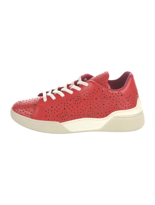 Tod's Leather Sneakers in red Leather from The RealReal