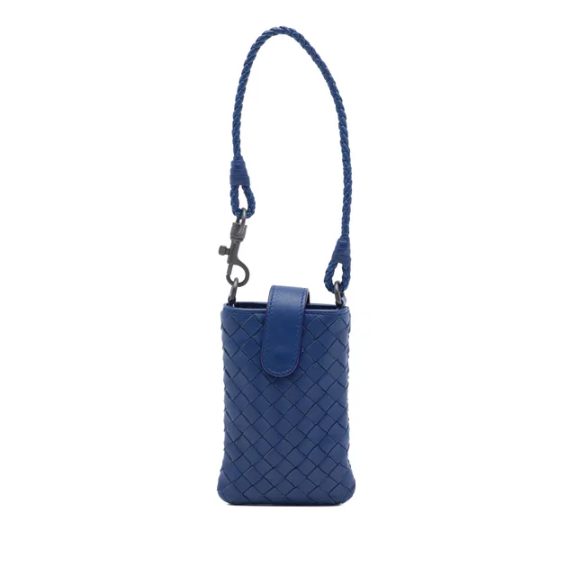 Blue Bottega Veneta Nappa Intrecciato Phone Case Pouch in Blue Nappa leather from Designer Revival, photo 1 of 1