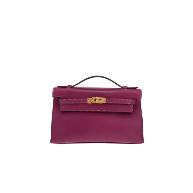 Hermès Kelly Clutch – Anemone purple Swift leather clutch in Purple Swift leather from Collector Square, photo 2 of 6