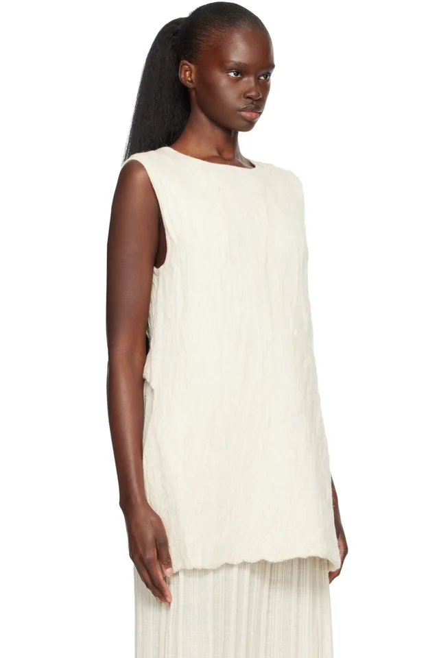 Lauren Manoogian Off-White Gauze Apron Shell Tank Top, photo 2 of 4 from SSENSE