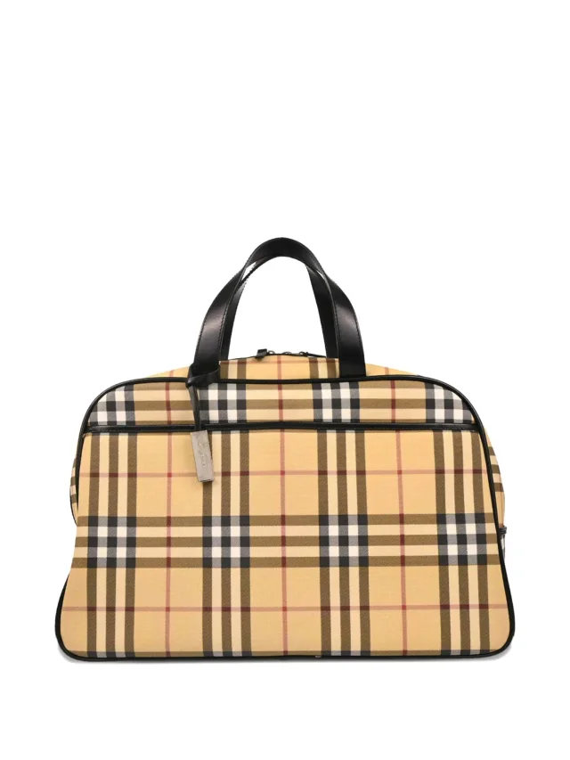 Burberry Pre-Owned 1990-2000s Vintage Check Pattern Duffle Bag | Neutrals | FARFETCH in Leather from Farfetch, photo 1 of 1
