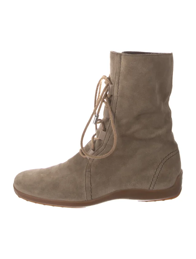Tod's Suede Lace-Up Boots in Suede from The RealReal