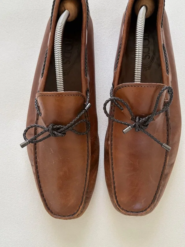 Tod's Cognac Brown Leather Moccasin Loafers With Braided Lace in brown|red Leather from Poshmark