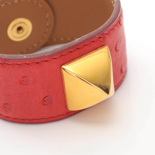 Hermès Medor Ostrich Bracelet in Red Others from LuxUness, photo 3 of 6