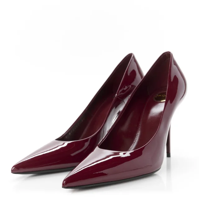 Saint Laurent Vernice Seta Soft Norma 90 Pumps 38 Grenat in Patent leather from FASHIONPHILE, photo 4 of 10