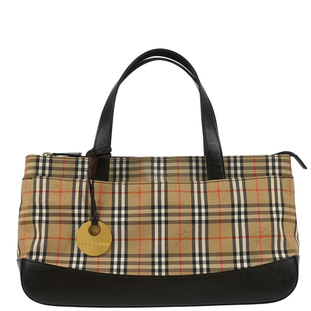 Burberry Beige Canvas House Check Tote Handbag in Beige Canvas from AMORE Vintage Tokyo