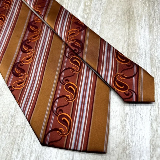 Versace Men's 100% Silk Necktie Spain Luxury Vertical Striped Abstract in orange Silk from Poshmark
