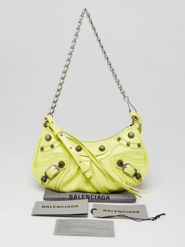 Balenciaga Neon Yellow Lambskin Leather Le Cagole Mini Crossbody Bag in Yellow Lambskin from Yoogis, photo 12 of 12