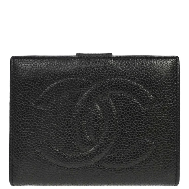 Chanel 1994-1996 Black Caviar Skin Bifold Wallet in Black Caviar leather from AMORE Vintage Tokyo