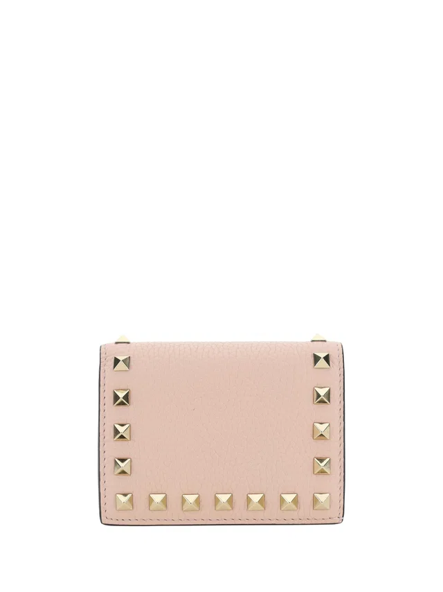 Valentino Garavani Rockstud Wallet — Pink Calf Leather Bos Taurus in Pink Calfskin from HEWI