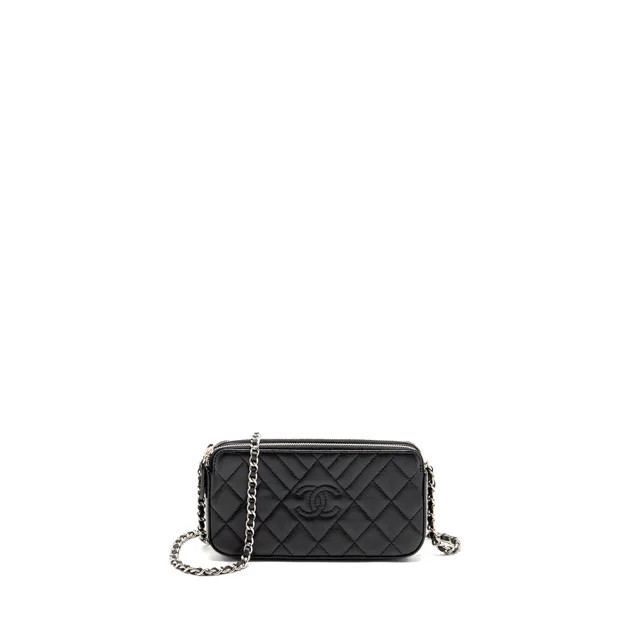 Chanel Double Zip Clutch in Black Caviar leather from EMIER