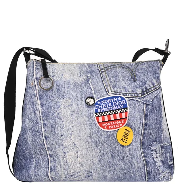 Dior Blue Canvas Denim Print Shoulder Bag in Blue Canvas from AMORE Vintage Tokyo