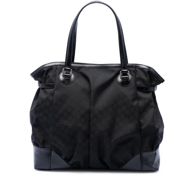 Black Gucci GG Nylon Full Moon Tote in Black Nylon from Designer Revival