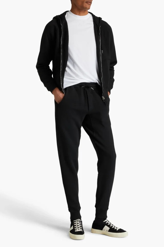 Tom Ford Tapered Cotton-Fleece Sweatpants in Navy, photo 2 of 4 from THE OUTNET
