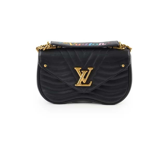 Louis Vuitton New Wave MM Bag Black in Black Leather from The Purse Affair