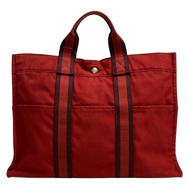 Hermès Tote Bag Fourre Tout MM Bordeaux in Burgundy Canvas from The Reluxe