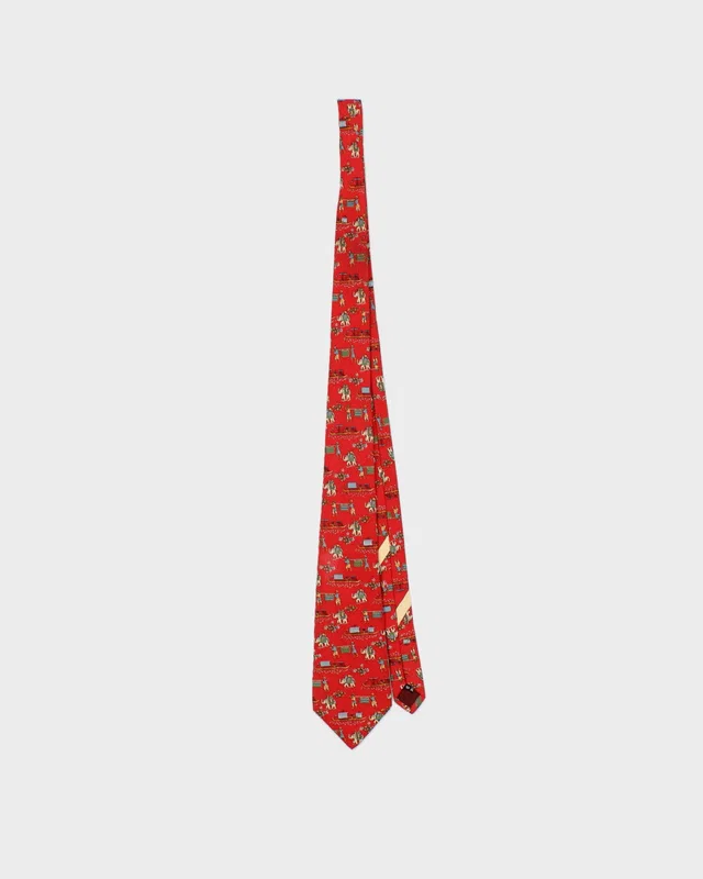 Vintage 1990s Salvatore Ferragamo Patterned Silk Tie in Multicolor Silk from Rokit Vintage