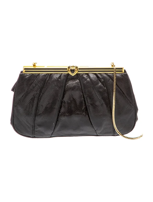 Judith Leiber Leather Evening Bag in black Leather from The RealReal