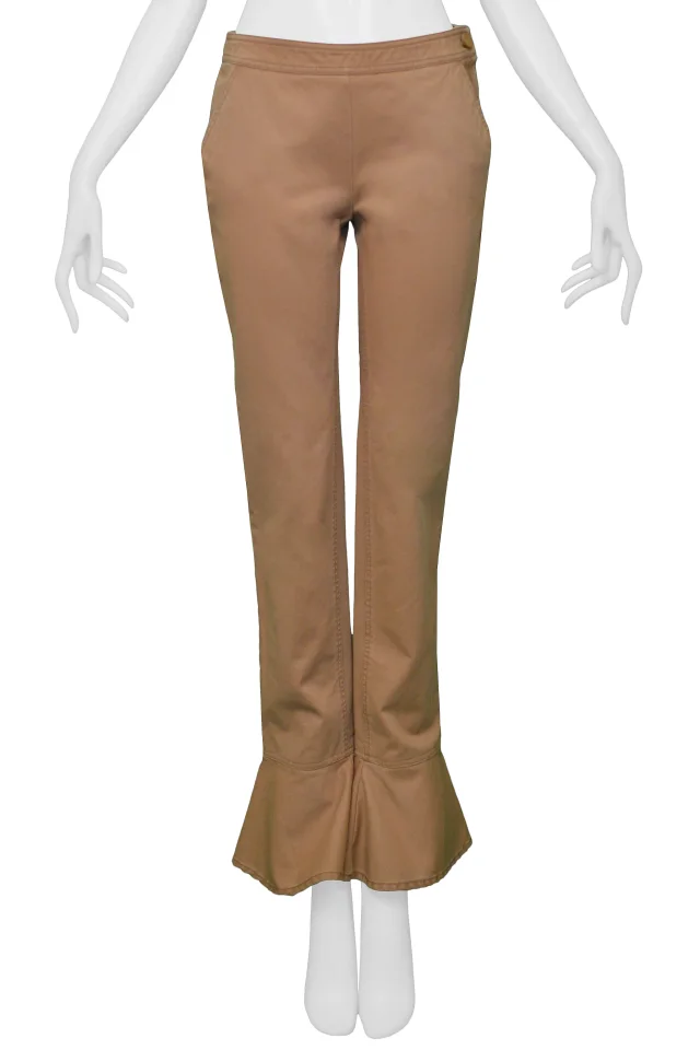 Chanel Khaki Flared Cotton Pants in Green from Resurrection Vintage, photo 3 of 4