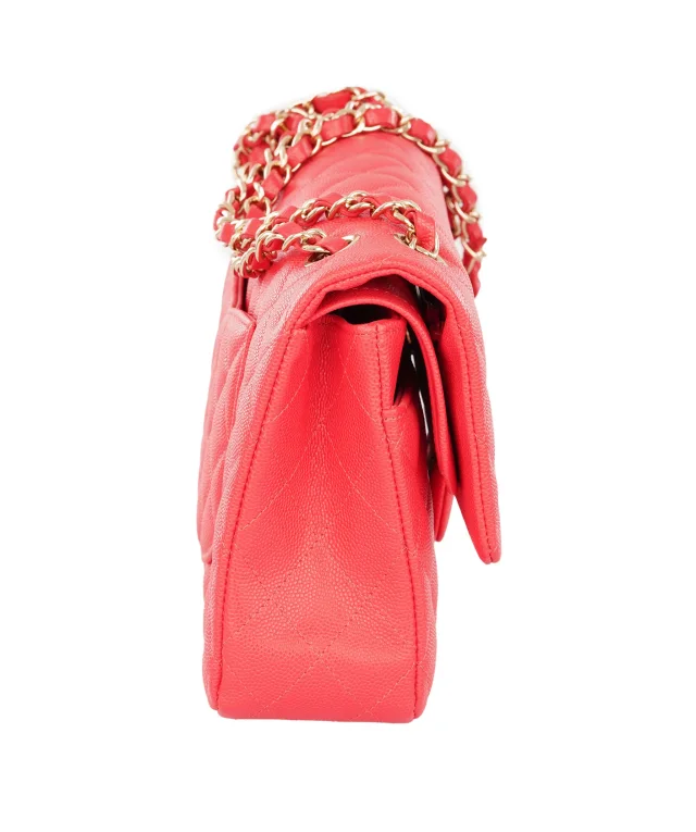 Chanel Vibrant Red Quilted Caviar Leather Classic Double Flap Bag in Red Caviar leather from Luxury Promise, photo 4 of 13