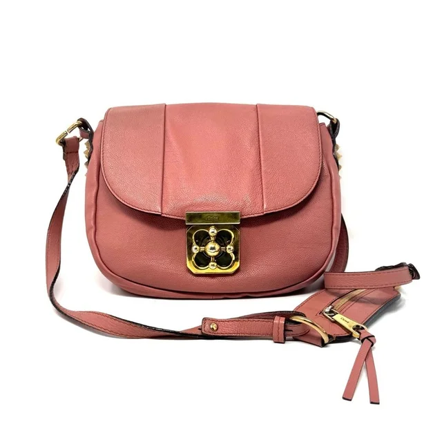 Chloé Elsie Crossbody Pink Grained Leather With Gold Turn-Lock in pink Caviar leather from Poshmark