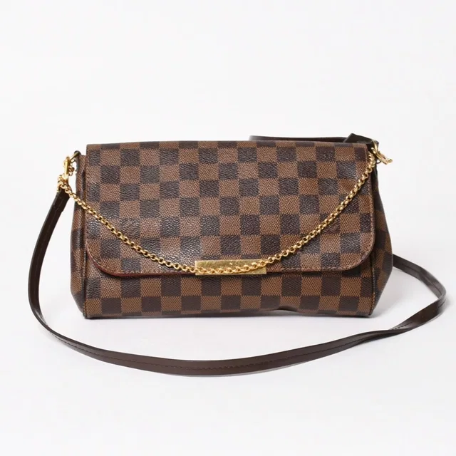 Louis Vuitton Shoulder Bag Damier Favorite MM Canvas Brown in Brown Canvas from The Reluxe