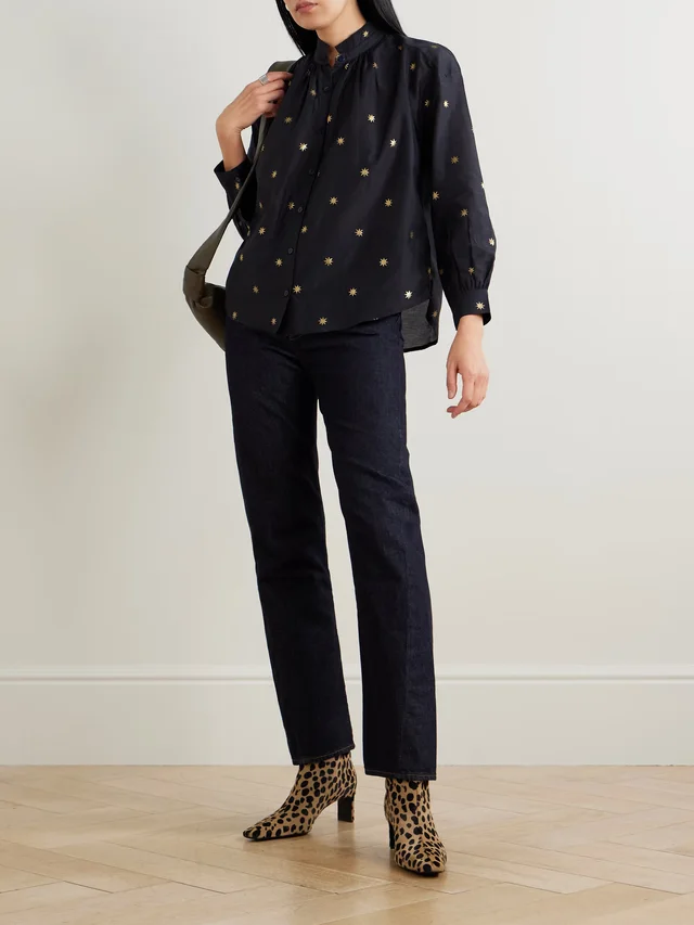 ALIX OF BOHEMIA Kiki Celestial Night printed cotton and silk-blend shirt in Black, photo 2 of 2 from NET-A-PORTER (Canada)