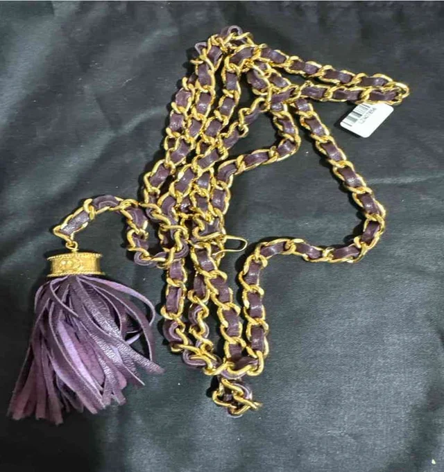 Chanel Tassel Waist Chain Necklace in Purple Leather from Luxury Promise, photo 1 of 1