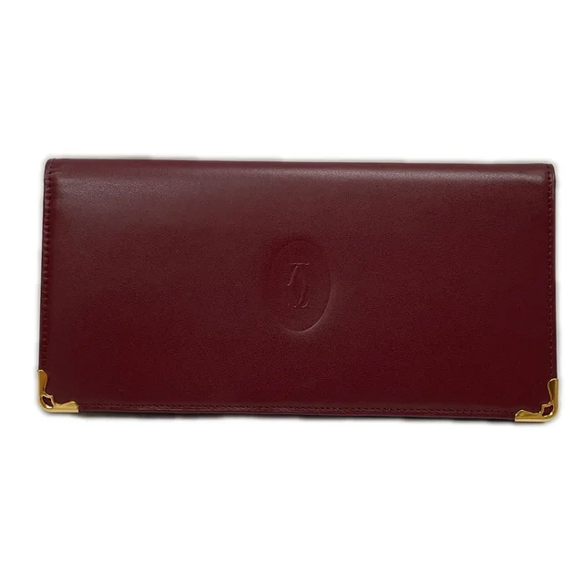 Cartier Wallet Billfold Must Bordeaux in Burgundy Leather from The Reluxe