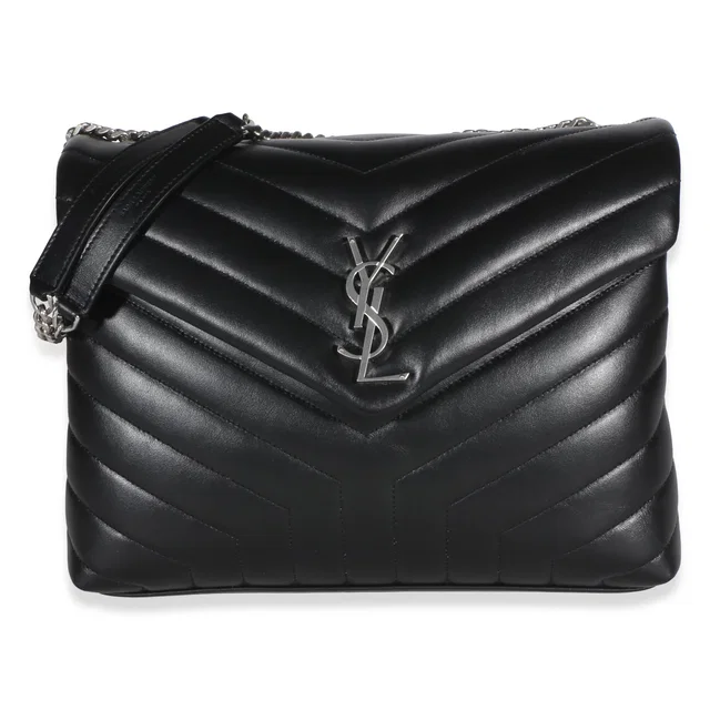Saint Laurent Black Calfskin Y Quilted Medium Loulou Chain Satchel in Black Calfskin from myGemma