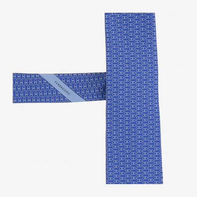 Ferragamo Silk Jacquard Necktie — Blue Neckties in Blue Silk from HEWI