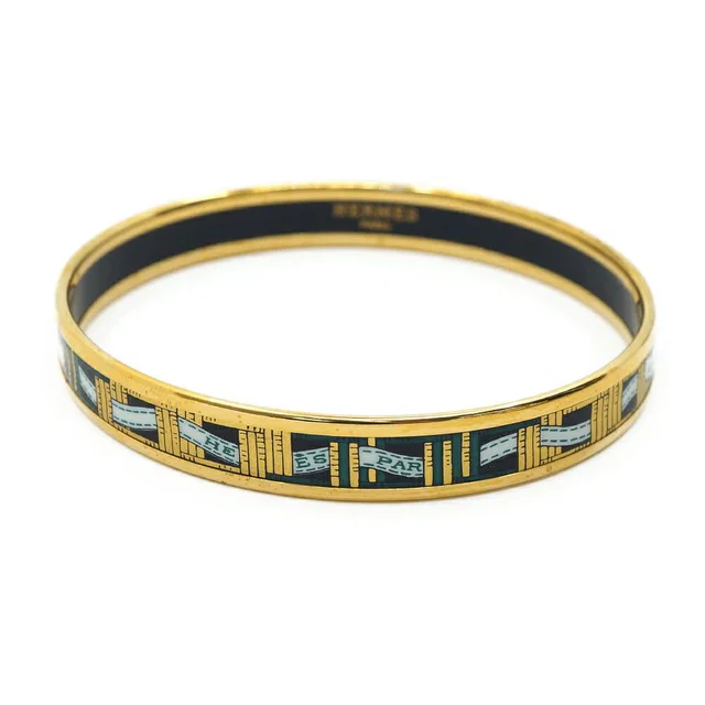 Hermès Enamel PM Black Bangle Bracelet Gold in Black from The Reluxe