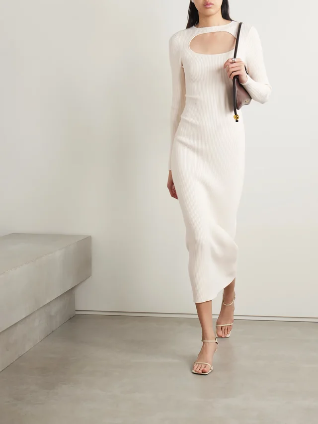 SKIN Priyanka cutout ribbed cotton-blend maxi dress in Beige, photo 2 of 2 from NET-A-PORTER (Canada)