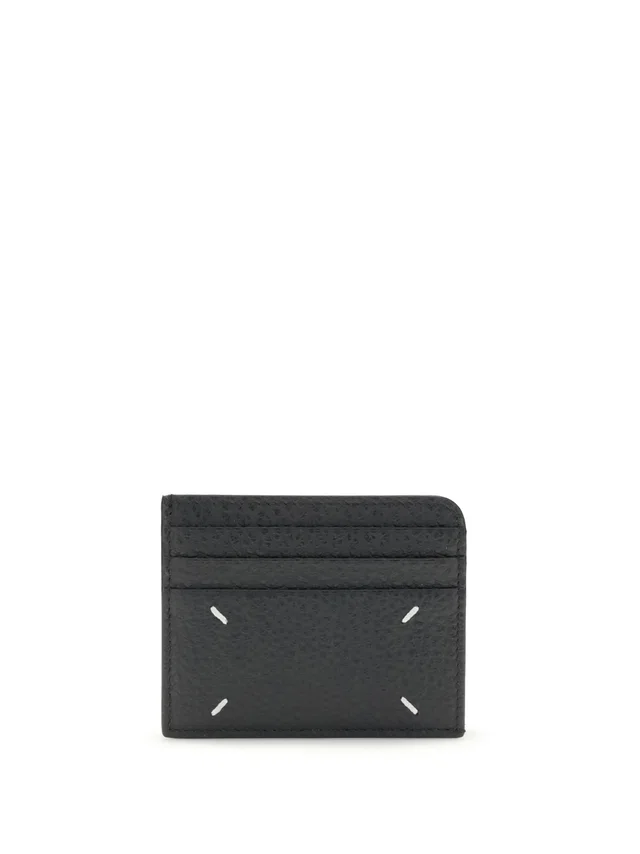 Maison Margiela Grained Calfskin Card Case — Black Calf Leather Wallets & Purses in Black Caviar leather from HEWI