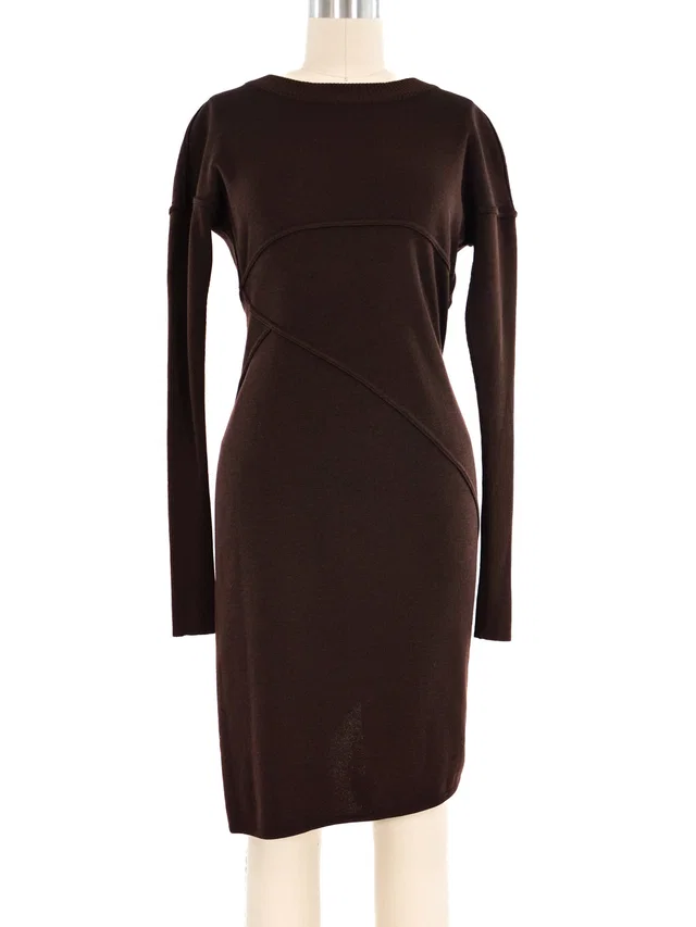 Alaïa Seamed Knit Sweater Dress in Wool from Arcade Vintage